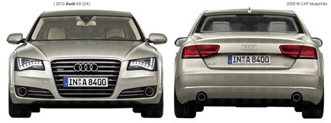 2010 Audi A8 D4 Sedan Blueprints Free Outlines