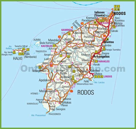 Rhodes Tourist Map Ontheworldmap Com