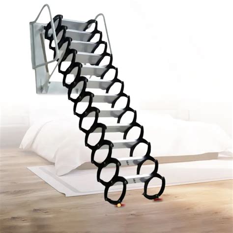 Wall Mounted Folding Ladder Loft Stairs White Attic Steps Pull Down 12