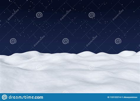 White Snow Field At Night Winter Landscape Stock Illustration