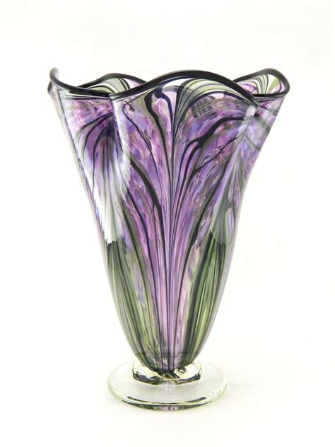 Hand Blown Art Glass Vase Hyacinth Purple And Lavender