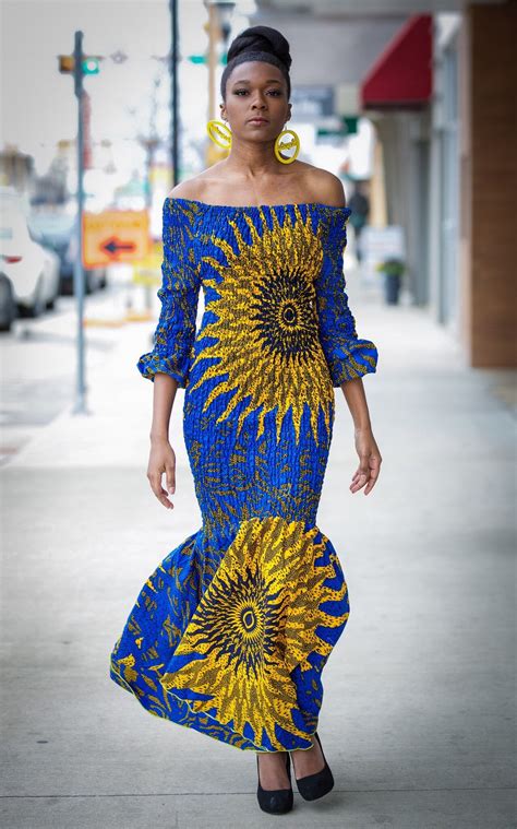 Ankara Off The Shoulder Fitted Dress