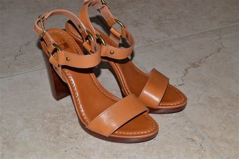 Frye Womens Sara Harness Leather Sandal Block Heels 75 Brown Fashion