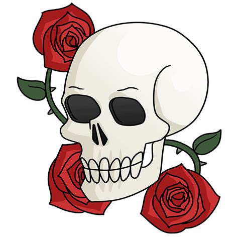 How To Draw A Skull And Rose Really Easy Drawing Tutorial