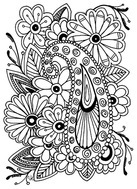 New free coloring pages browse, print & color our latest. Flowers paisley - Flowers Adult Coloring Pages
