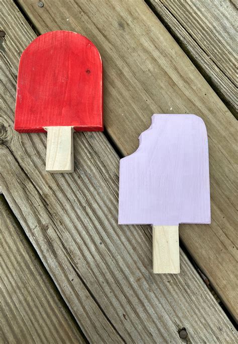 Set Of 2 Wood Popsicles Popsicle Decor Wood Popsicles Etsy