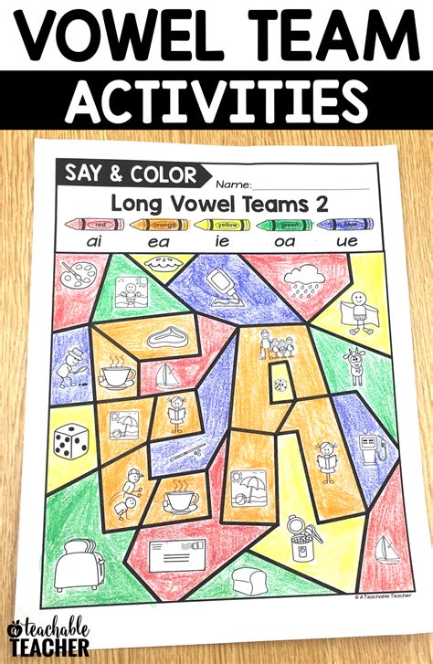 Color By Long Vowel Team Activities Vowel Teams Activities Teaching