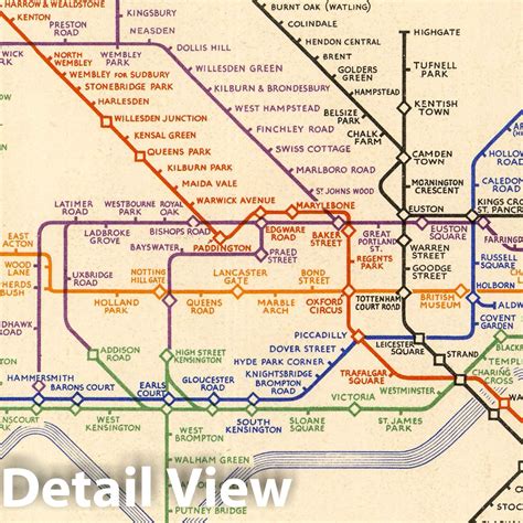 Historic Map Map Of Londons Underground Railways 1933 Vintage Wa