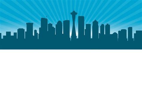Seattle Silhouette Skyline Clip Art Blue City Night Vision Png