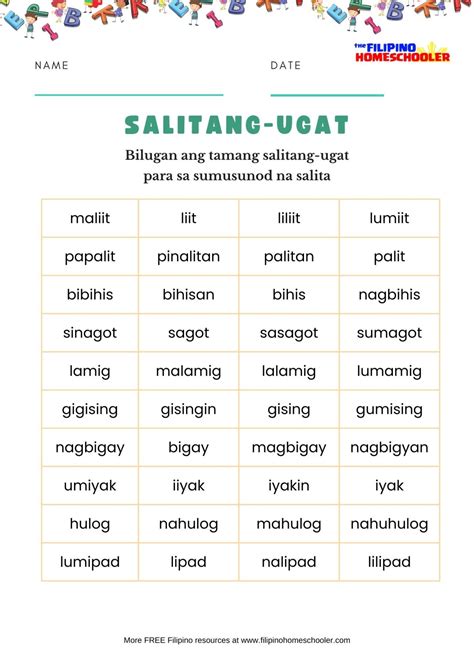 Salitang Ugat Filipino Worksheets — The Filipino Homeschooler