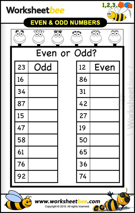 Even Odd Numbers Worksheets Free Printable
