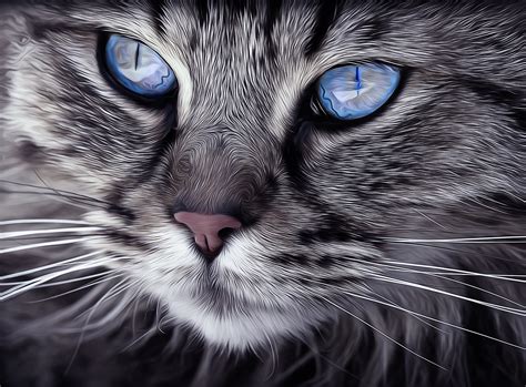 Close Up Of Cats Face With Blue Eyes Image Free Stock Photo Public