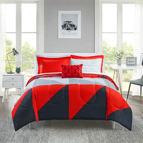 Mainstays Red And Black 8 Piece Bed In A Bag Bedding Set With Sheet Set