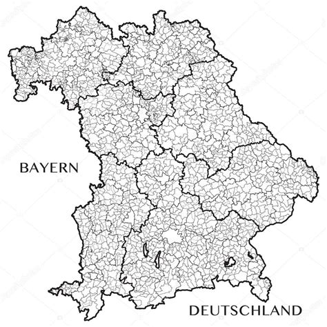 Mapa Detallado Del Estado De Baviera Alemania Con Fronteras De