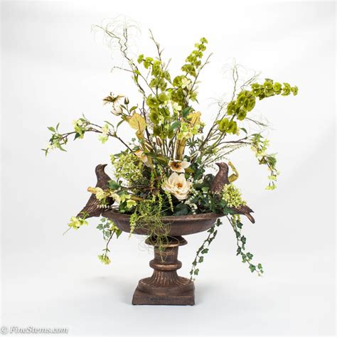 Check out pb's fall wreaths, dried flower wreaths & decorative twigs at: Bird bath silk floral arrangement - Traditional ...
