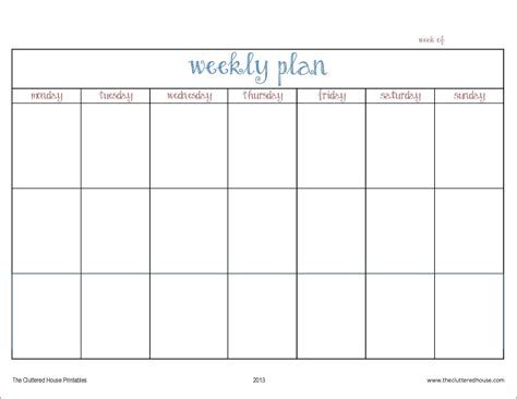 Blank 4 Week Calendar Printable