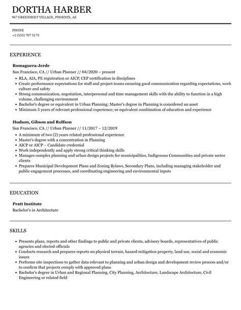 Urban Planner Resume Samples Velvet Jobs