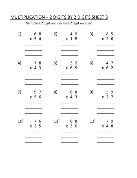 4th Grade Math Worksheets Multiplication