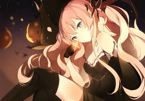 Wallpaper Anime Girl Halloween 2016 Pink Hair Black