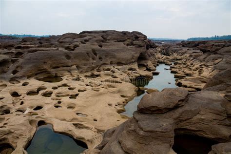 Mae Khong Riverbed At Sam Phan Bok Canyon In Thailand Stock Photo