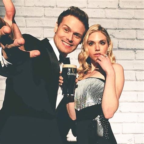 sam heughan and mackenzie mauzy at 90th academy awards vanity fair after party february 2018