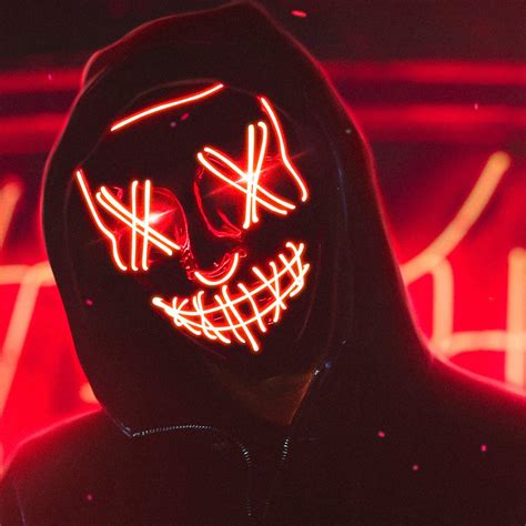 Wallpaper Neon Mask Man Hoodie Dark Xfxwallpapers