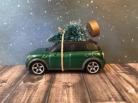 Mini Cooper Carrying Christmas Tree Green Mini Cooper Car Etsy