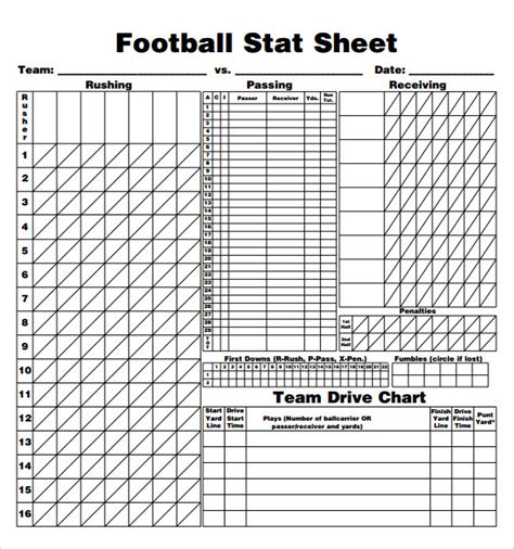 Football Stats Sheet Excel Template