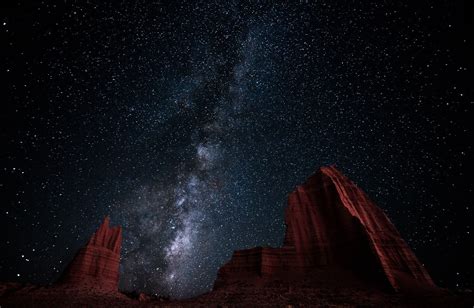 Landscape Nature Milky Way Starry Night Desert Erosion Hill Long