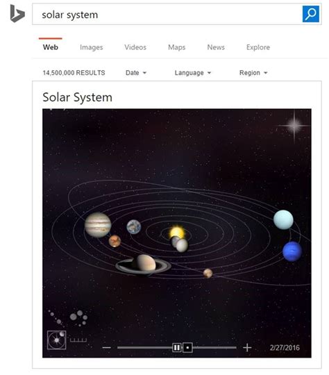 Bing Adds An Interactive Solar System Simulation In Its Search Engine