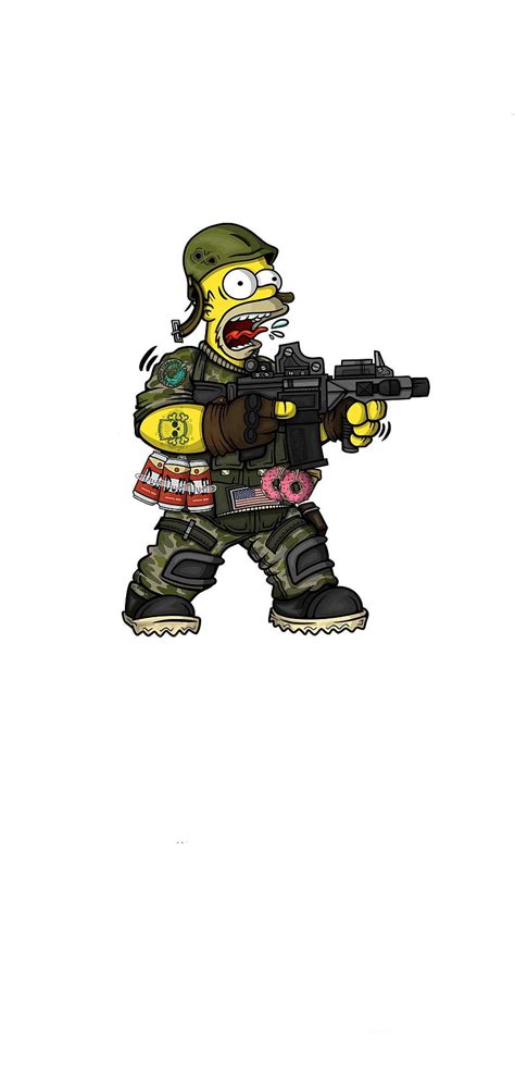 Soldier Cartoon Gun Homer The Simpsons Hd Phone Wallpaper Peakpx