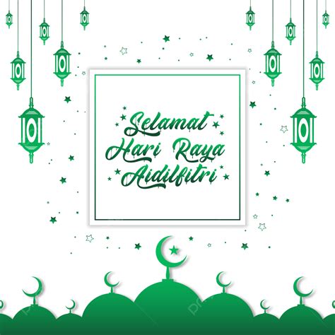Selamat Hari Raya Aidilfitri Minimal Line Style White And Green Mosque