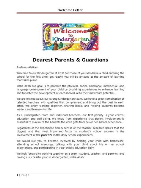 Welcome Letter Parent Relationships And Parenting