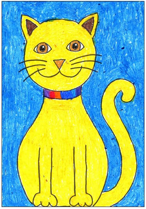 Find images of line drawing. Draw a Simple Cat - Art Projects for Kids