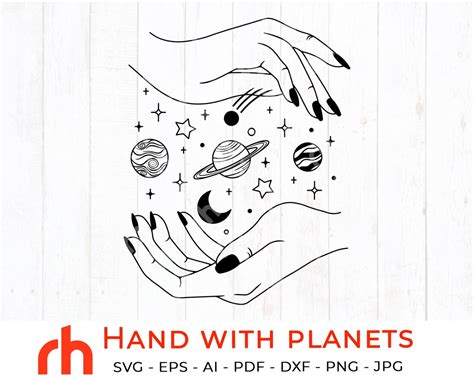 Hand With Planets Svg Hand In Space Svg Universe Space Svg Etsy