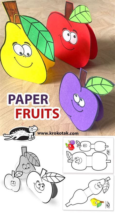 Paper Fruitsprintable Template In 2022 Paper Fruit Kindergarten