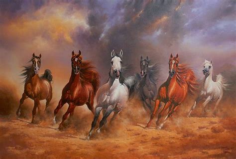 Wild Horses Horses Running Wild Iv Najim Aljaf Oil On Canvas 39 X 58