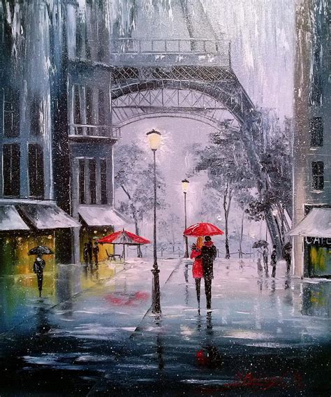 The First Snow In Paris Painting By Olha Darchuk Fine Art America