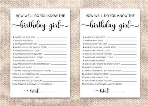 how well do you know the birthday girl who knows the birthday etsy