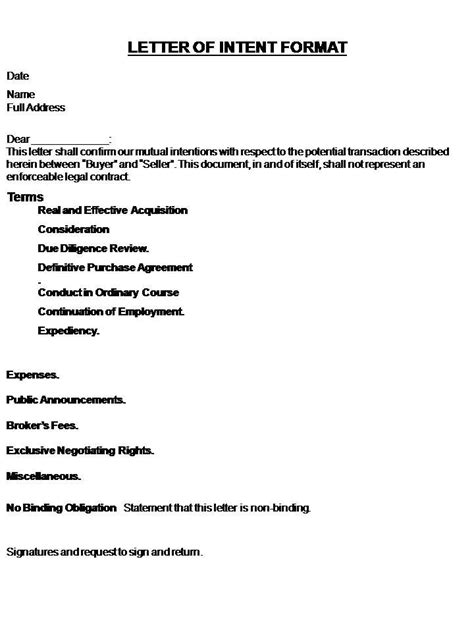Letter Of Intent Template | Real Estate Forms | Letter of intent, Job ...