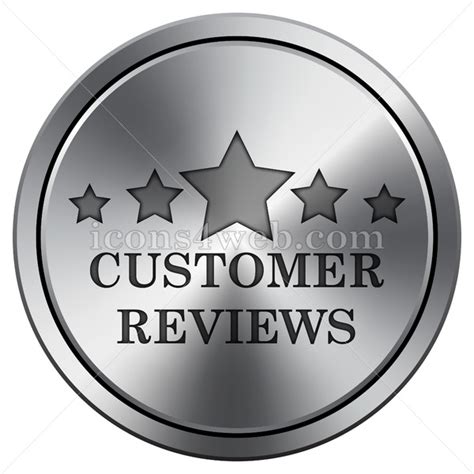 Customer reviews icon. Round icon imitating metal.
