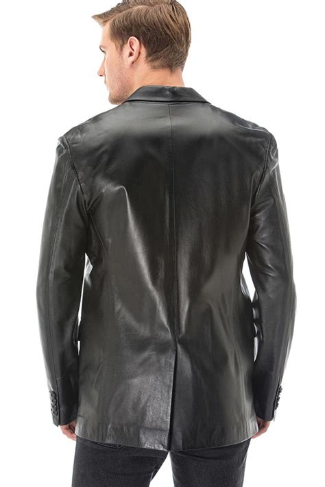 Mens 100 Real Black Leather Classic Blazer Jacket