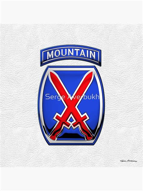 10th Mountain Division 10th Mtn Insignia Over White Leather Poster
