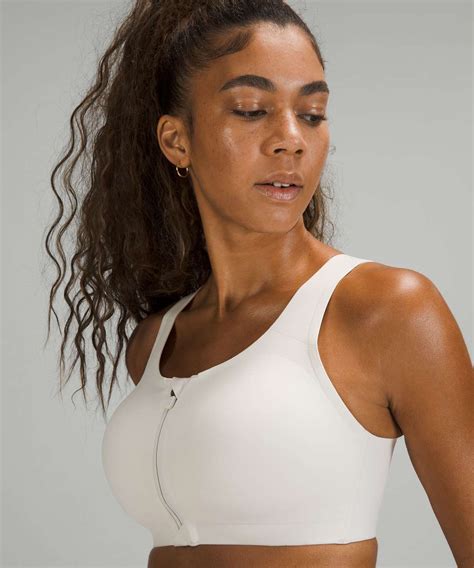 lululemon enlite bra zip front high support a e cups white opal lulu fanatics