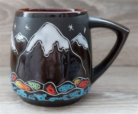 Handmade Coffee Mug Ceramic Oz Engraved And Painted Tea Etsy