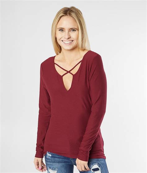 Daytrip Fitted Two Way Strappy Top Womens Shirtsblouses In Burgundy