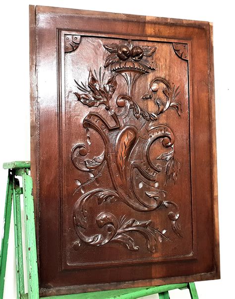 Gothic Medieval Scroll Leaves Panel Antique French Wooden Etsy