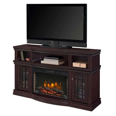 2 glass front side cabinets with colonial mullions and antique black finish hardware Westhaven 56" Media Electric Fireplace | Fireplace ...