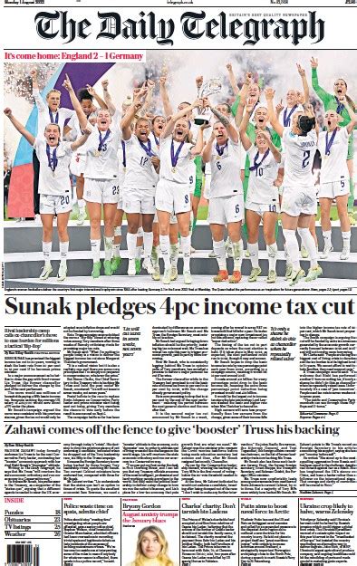 The Daily Telegraph UK Front Page For 1 August 2022 Paperboy Online