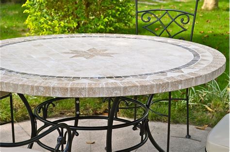 125 160cm Outdoor Garden Round Mosaic Stone Marble Dining